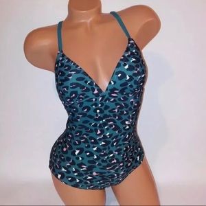 Kona Sol Green/Drk Teal Leopard One Piece Swimsuit